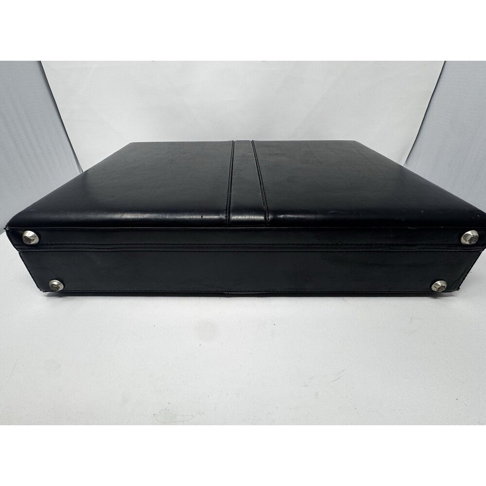 Vintage Fu Serng Black Leather Briefcase Attache Case Combo Lock 18x13.5x4 - Picture 11 of 11
